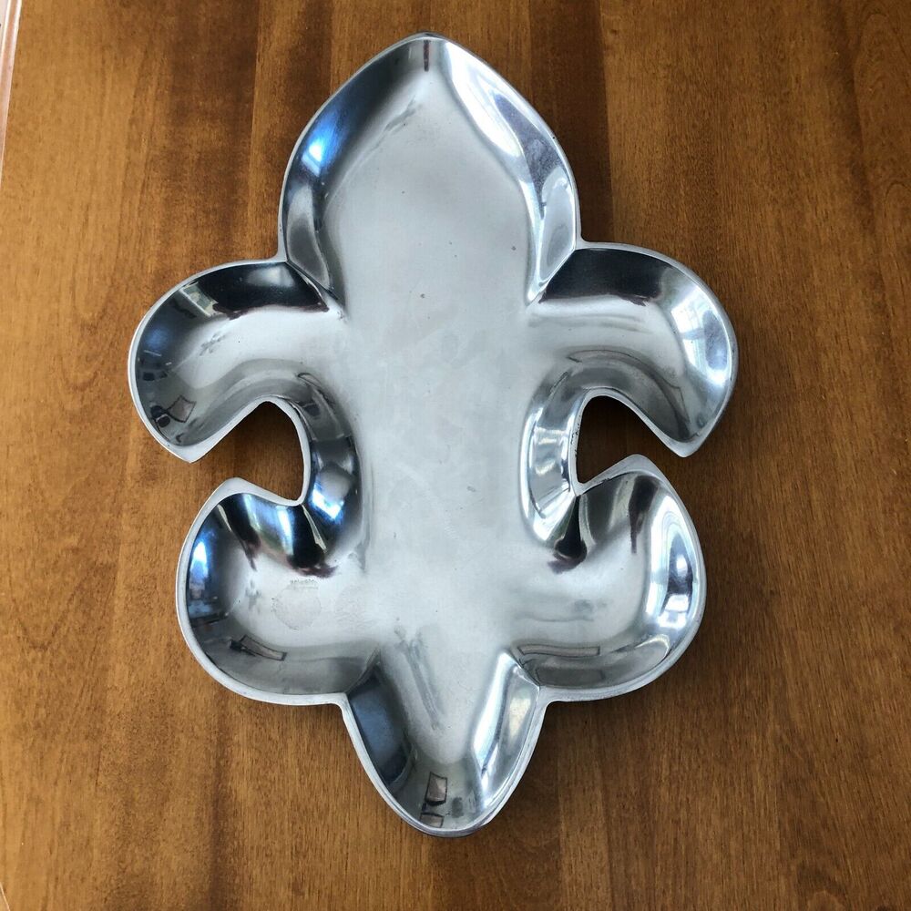IHI Fleur De Lis Silver Metal Serving Plate Dish India